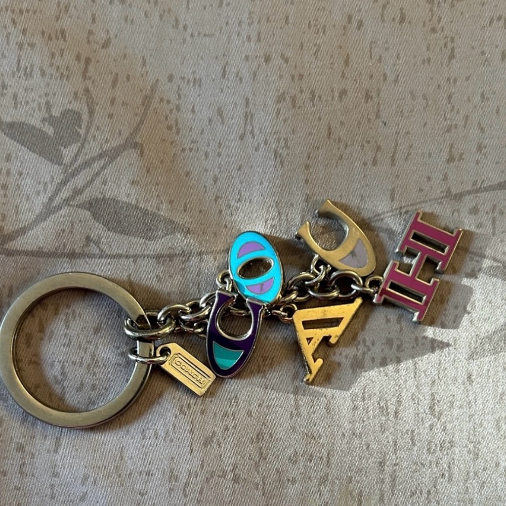 Vintage Coach Letters Gold and Blue Letter Keychain